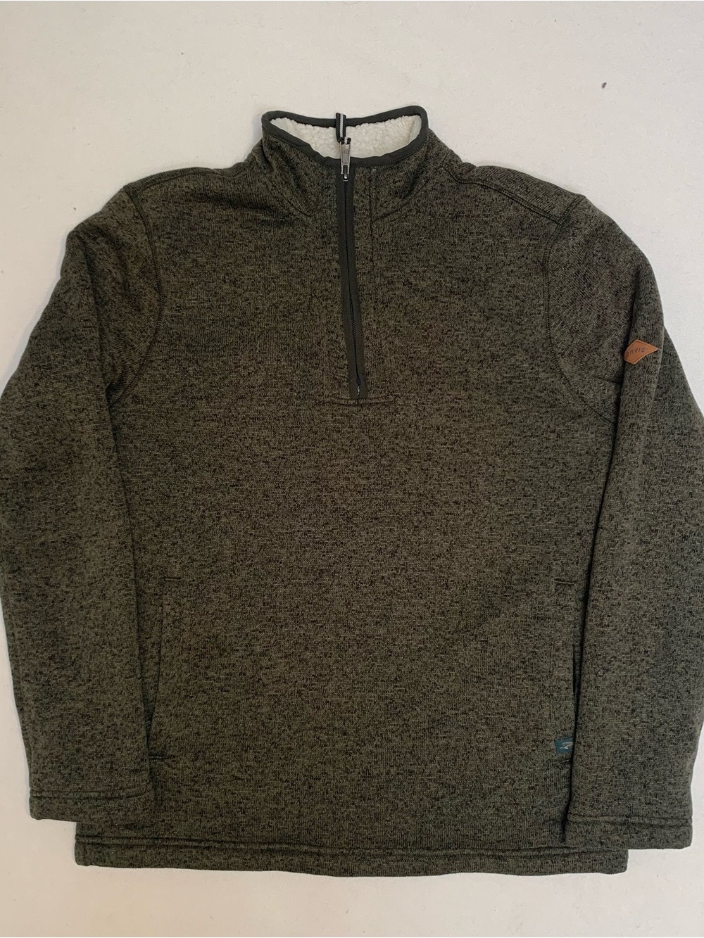 Orvis Sherpa Lined 1/4 Zip Pullover Sweater Fleece Dark Green Mens S Outdoors